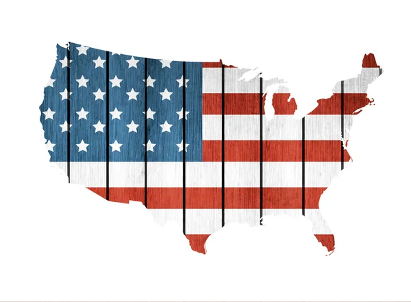 Карта США с деревянным флагом — стоковый вектор