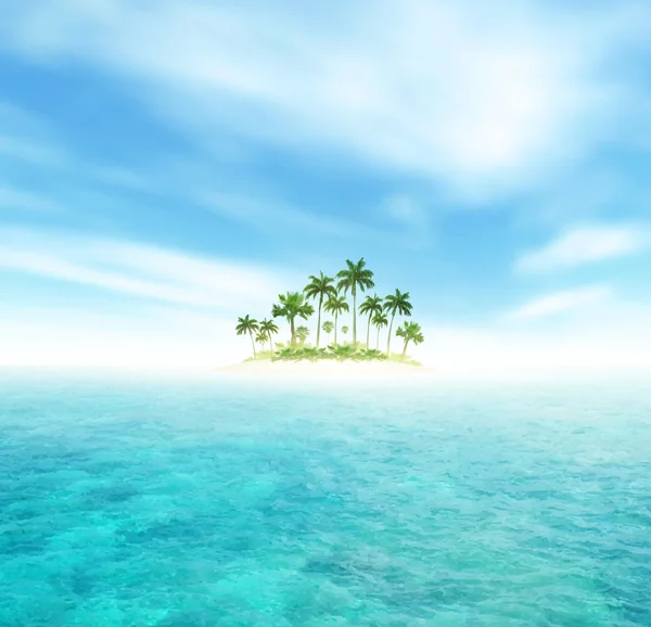 有棕榈的海洋和热带岛屿 — 图库矢量图片