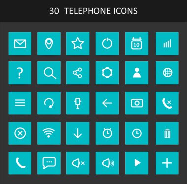 Düz tasarım telefon düğmeler ve simgeler
