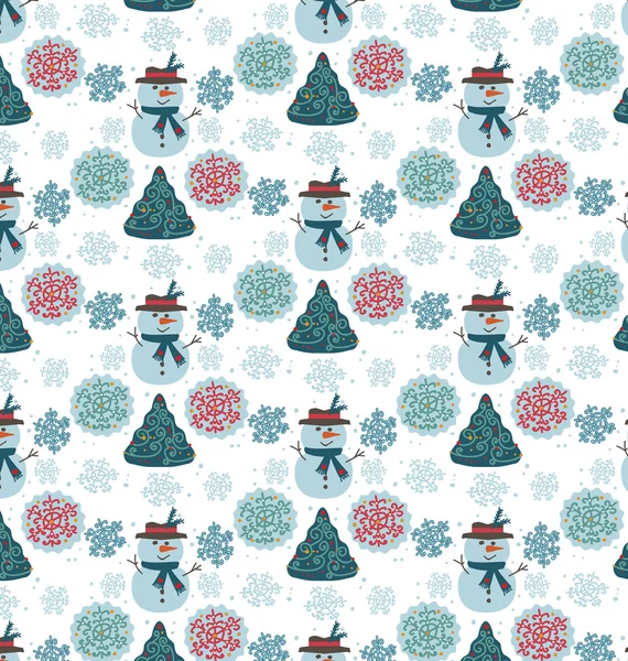 Bonhomme de neige et arbre — Image vectorielle