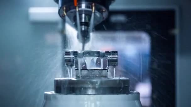 Metalworking CNC milling machine. Cutting metal modern processing technology. — Stock Video