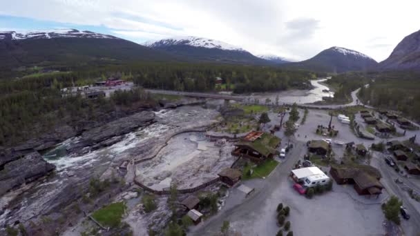 Kuşbakışı ile kamp Norveç — Stok video