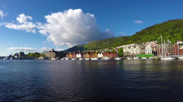 बर्गन, नॉर्वे मध्ये जुन्या हॅन्सेटिक पोर्ट — स्टॉक व्हिडिओ