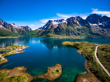 Güzel doğa Norveç hava fotoğrafçılığı.