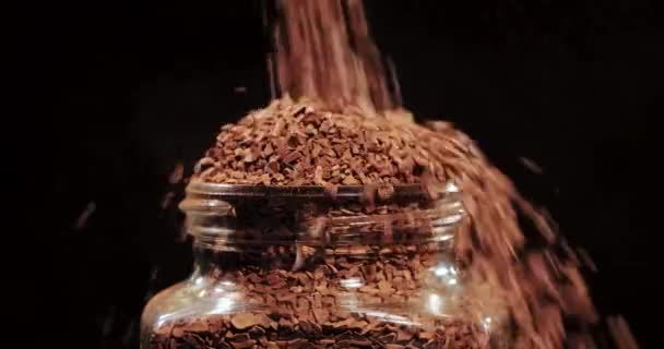 Closeup Prášek Kávový Výrobek Instantní Káva — Stock video