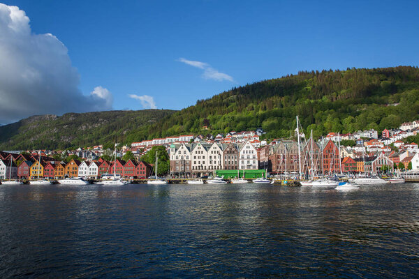 View on Bergen Norway, Bryggen street