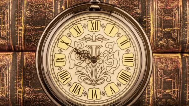 Antique Clock Dial Close Vintage Pocket Watch — Stock Video