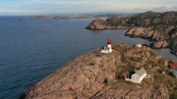 Coastal Lighthouse Lindesnes Lighthouse Coastal Lighthouse Southernmost Tip Norway Light — Stock Video