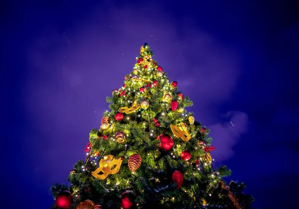 Feliz Navidad Feliz Año Nuevo Background Christmas Árbol Con Decoraciones — Foto de Stock