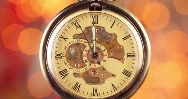 Relógio Estilo Retro Natal Ano Novo Fundo Abstrato — Vídeo de Stock