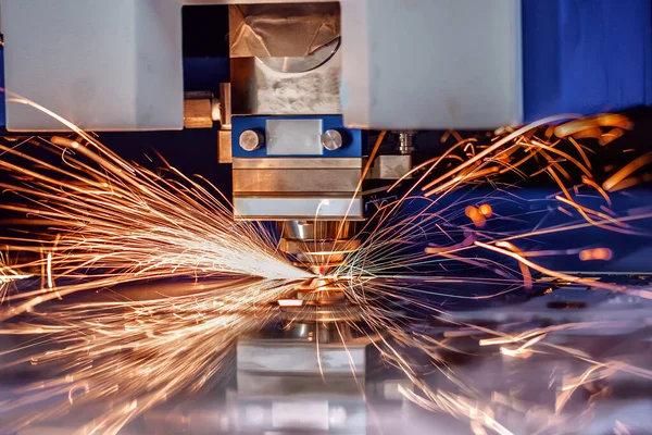 Cnc Taglio Laser Metallo Moderna Tecnologia Industriale Taglio Laser Funziona — Foto Stock