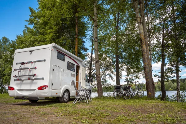 Familjesemester Semesterresa Husbil Husvagn — Stockfoto