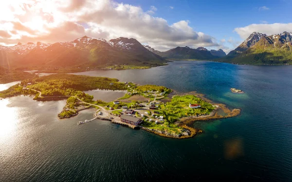 Природний Краєвид Норвегії Повітряний Вид Табір Щоб Розслабитися Родинні Подорожі — стокове фото
