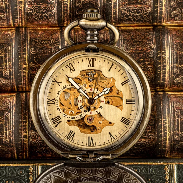 Horloge Antique Cadran Close Vintage Montre Poche — Photo