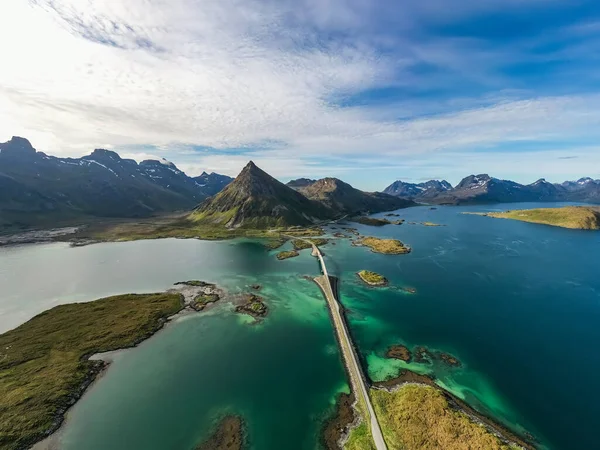 Fredvang Bridges Panorama Las Islas Lofoten Archipiélago Condado Nordland Noruega — Foto de Stock