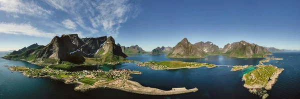파노라마 로포텐 Panorama Lofoten 노르웨이 군도이다 과봉우리 탁트인 훼손되지 풍경으로 — 스톡 사진