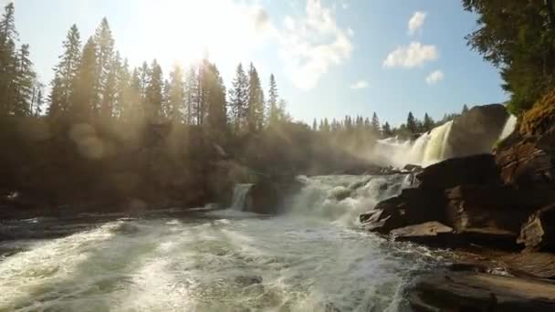 Ristafallet Waterval Het Westelijke Deel Van Jamtland Een Van Mooiste — Stockvideo