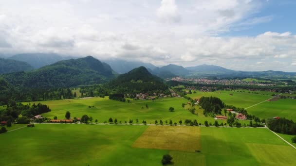 Panorama Vzduchu Forggensee Schwangau Německo Bavorsko Letecké Lety Fpv Dronem — Stock video