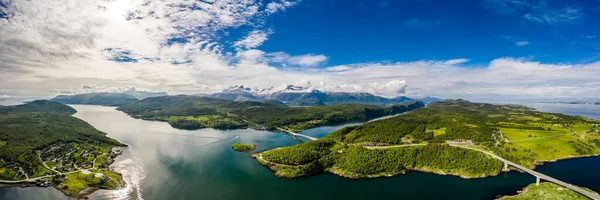 Panorama Piękna Przyroda Krajobraz Norwegii Kąpielisko Wirowe Saltstraumen Nordland Norwegia — Zdjęcie stockowe