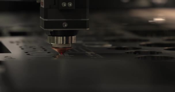 Cnc Laser Cutting Metal Modern Industrial Technology Making Industrial Details — Stock Video