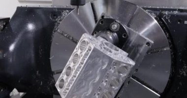 Metal işleten CNC değirmen makinesi. Metal modern işleme teknolojisinin kesilmesi Endüstriyel Detayları Yapıyor.