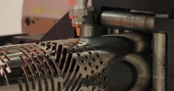 Cnc Laser Cutting Metal Modern Industrial Technology Making Industrial Details — Stock Video