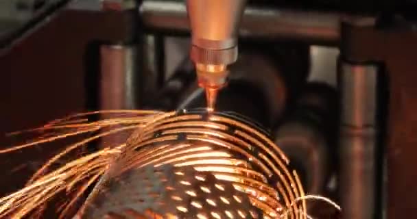 Cnc Laser Cutting Metal Modern Industrial Technology Making Industrial Details — Stock Video