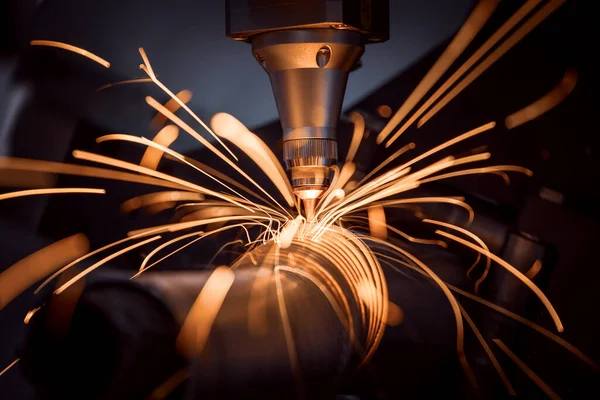 Cnc Laserové Řezání Kovu Moderní Průmyslová Technologie Tvorba Průmyslových Detailů — Stock fotografie
