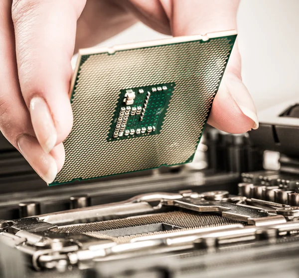 Moderne processor en moederbord — Stockfoto