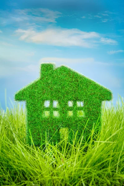 Huset på det gröna gräset — Stockfoto