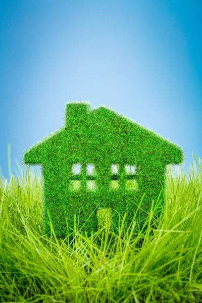 A zöld fű a ház — Stock Fotó
