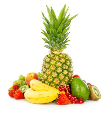 Exotic fruits isolated on white clipart