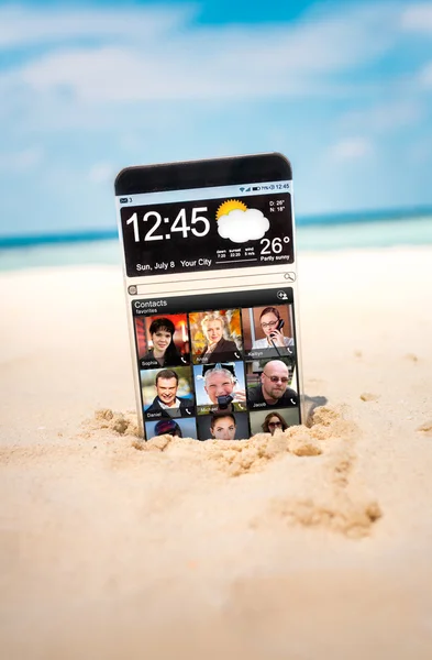Teléfono inteligente con pantalla transparente . —  Fotos de Stock