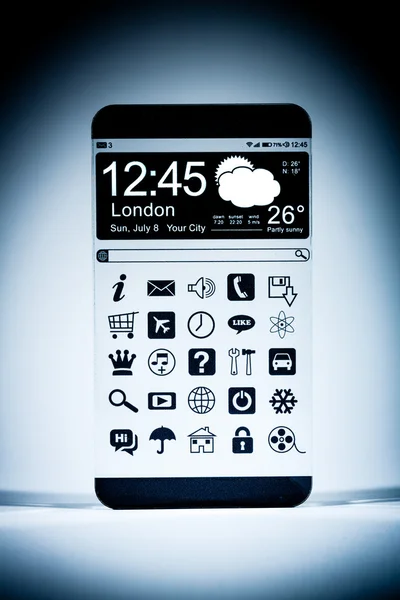 透明ディスプレイを持つスマート フォン. — ストック写真