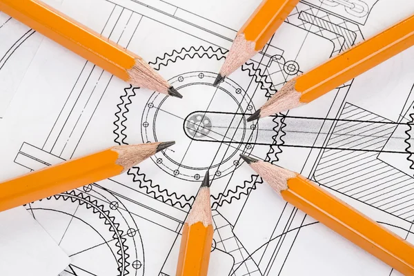 Dettaglio disegno e matita — Foto Stock