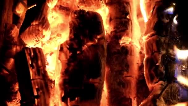 Red hot burning coals background — Stock Video