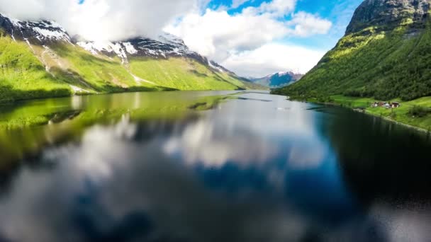 Güzel doğa Norveç havadan görüntüleri. 4 k (ultra yüksek tanım (Uhd vurdu)) — Stok video