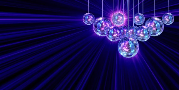 Kleurrijke funky achtergrond met spiegel disco ballen — Stockfoto