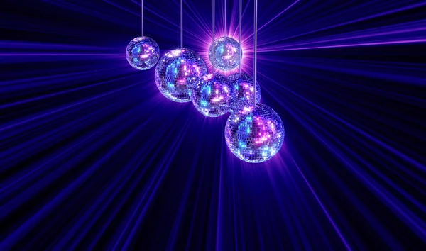 Colorful funky background with mirror disco balls — Stock Photo, Image