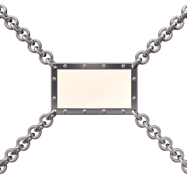 Banner with four stainless steel chains — Stock Photo, Image