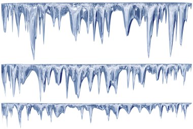set of hanging thawing icicles of a blue shade clipart