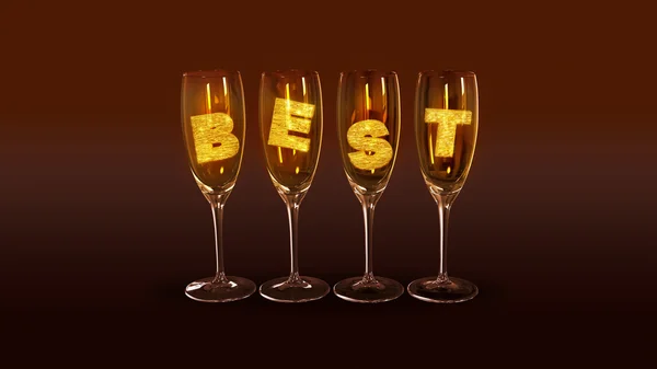 A few glasses with the text "best" — Stock Photo, Image