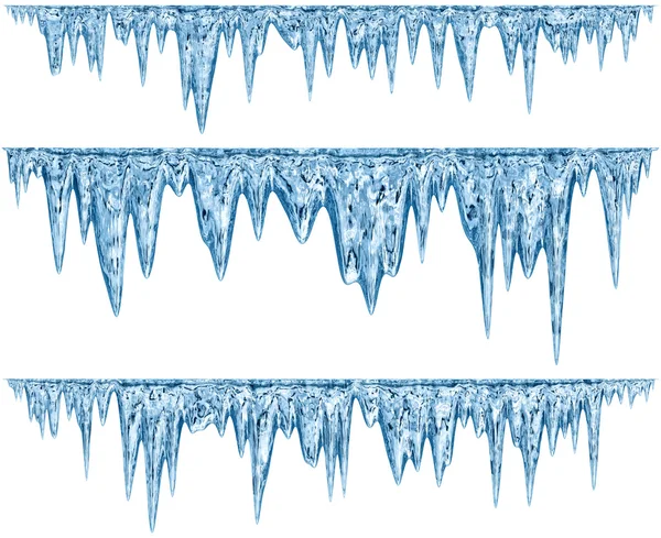Набор оттаивающих сосульки голубого оттенка — стоковое фото