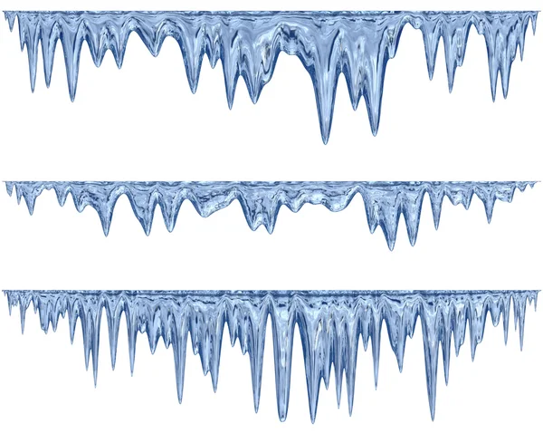 Conjunto de carámbanos de descongelación colgantes de un tono azul —  Fotos de Stock