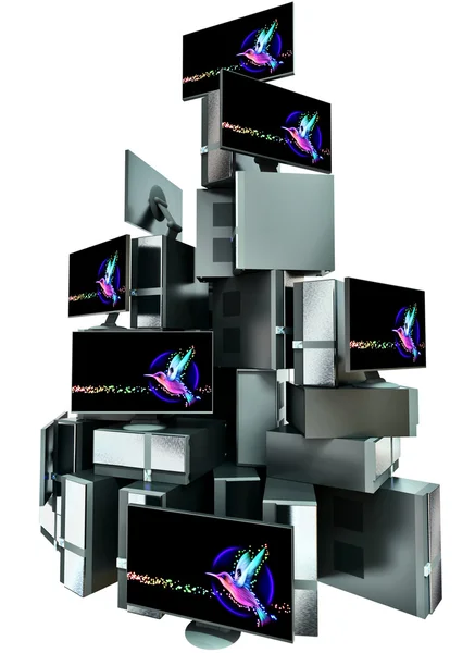 Pyramid as set of multiple computers — 图库照片