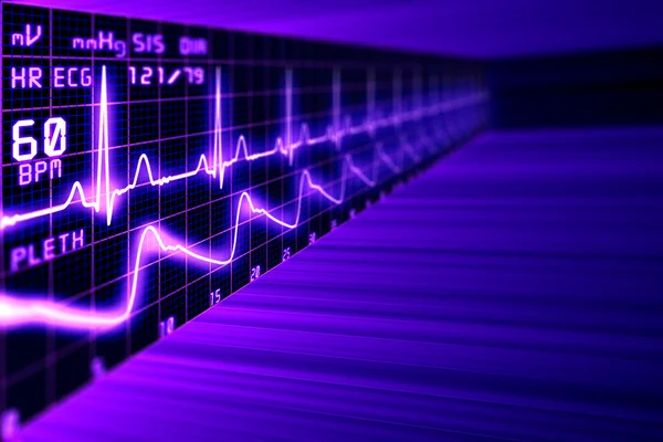 Frecuencia cardíaca con gráfico ECG en el ciberespacio —  Fotos de Stock