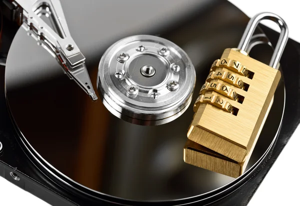 Data protection on Hard drive with lock — Stock Photo, Image