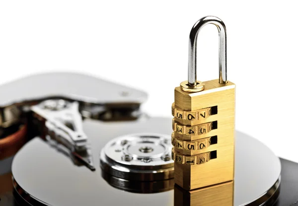 Data protection on Hard drive with lock Stock Image