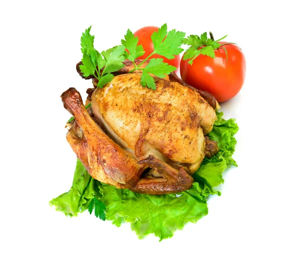 Grilled chicken isolated Top view — Stock Photo, Image