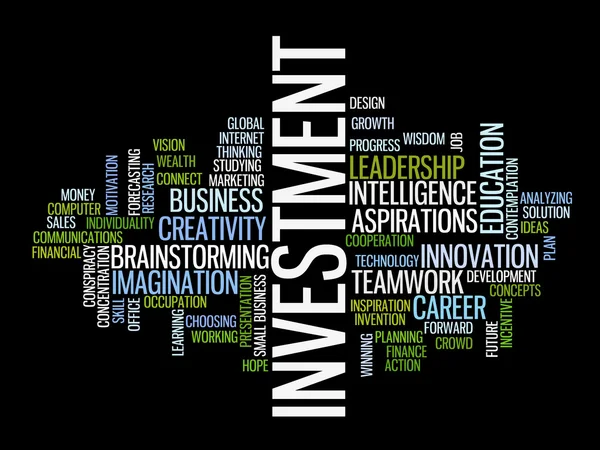 Investeringar strategi word cloud — Stock vektor